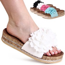 Scarpe Da Donna Plateau Pantofole Sandali Fiori Slipper Latschen Schlappen
