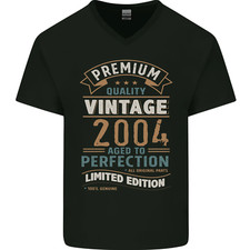 T-Shirt In Cotone V-Neck Vintage Per Il 21° Compleanno 2004 Da Uomo