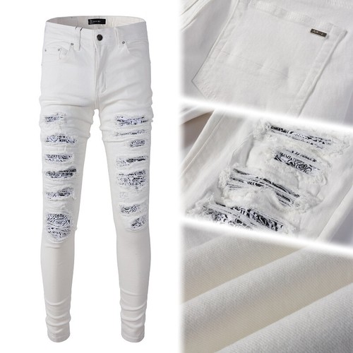 Jeans uomo strappato patchwork