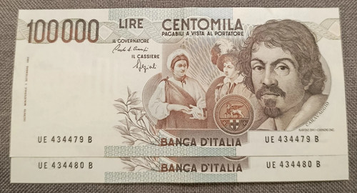 100000 lire caravaggio - lire,