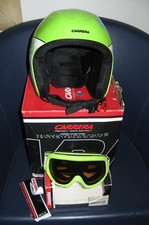 CASCO DA SCI BAMBINO CARRERA TG. XXS XS OMOLOGATO + OCCHIALI VERDE ACIDO