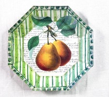 Piatto vetro decoupage pera