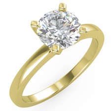 Anello di Fidanzamento 1,02 Ct Taglio Tondo SI2/E Solitario Diamante Oro Giallo 14K