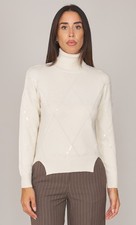 MAGLIA DOLCEVITA WHITE WISE CON ROMBI LUREX DA DONNA WW20103