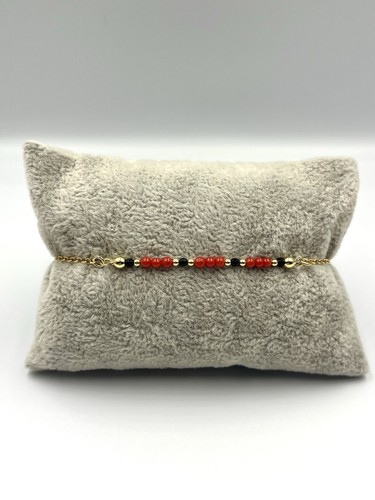 Bracciale corallo rosso onice - bracciale,