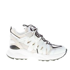 MICHAEL KORS scarpe donna Sneaker Hero Trainer in pelle bianco e tessuto beige