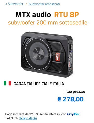 Subwoofer mtx rtu - rtu, 8p