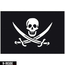 Bandiera Pirati dei Caraibi 90 x 150 cm Barbanera Jack Rackham Jolly Roger