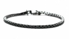 Bracciale Tennis Argento Rodiato Total Black Zirconi Neri Brillanti XL 21cm