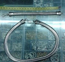1 collana 49 cm 1 bracciale 22 cm serpente indiano placcato argento 1,3 cm tibet indiano