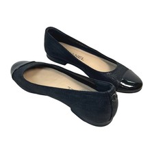 Scarpe ballerine Chanel 100% autentiche in pelle nera con punta a cappuccio misura 35,5 5,5