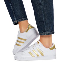 Adidas Superstar Donna scarpe Bianco Oro 36 37 38 39 40 41 ginnastica Originali