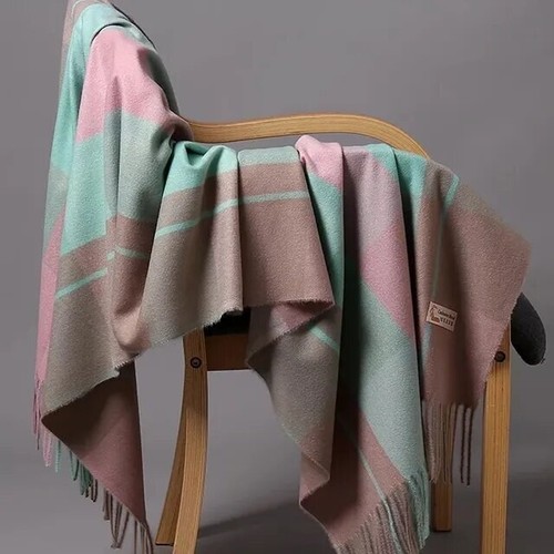 Echarpe large rose vert - echarpe, rose,