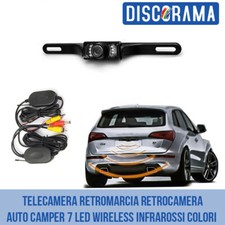 TELECAMERA RETROMARCIA RETROCAMERA AUTO CAMPER 7 LED WIRELESS INFRAROSSI COLORI