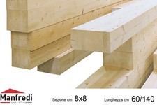 Travi in Legno Lamellare di Abete GL24h, Sez. 8x8 cm, Lunghezza da 60 a 140 cm
