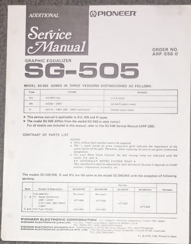 Pioneer 505 540 - sg-505, sg-540