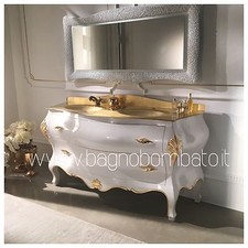 Mobile Bagno Doppio Bombato Massello Barocco Veneziano Top Oro24k 