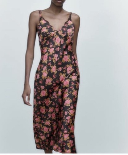 Abito midi slip - pizzo, floreale