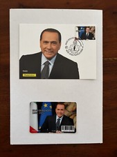 Silvio Berlusconi Tessera Numerata 964 & Cartolina Affrancata Obliterata