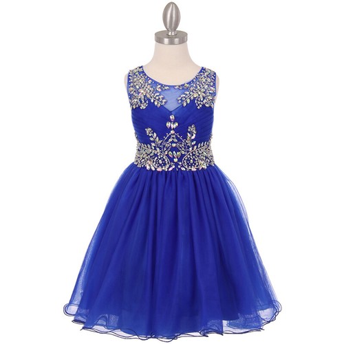 Abito bambina fiori royal blue - royal,