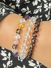 Quarzo Affumicato Mix 8mm Sfaccettato Bracciale Qualità Pietra Preziosa Curativa