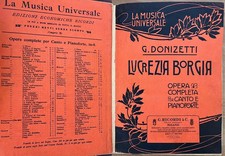 SPARTITO DONIZETTI LUCREZIA BORGIA OPERA COMPLETA CANTO PIANOFORTE RICORDI 1906