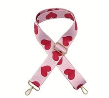 Tracolla borsa ROSA con CUORI ROSSI  lunghezza regolabile
