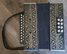 Vintage Hohner Fisarmonica Diatonica C/F Armonica 21/8/II Oro Buttonbox Melodeon