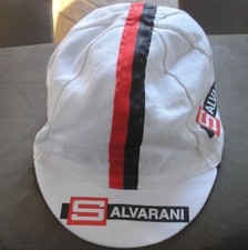 CAPPELLINO SALVARANI SQUADRA CICLISMO CYCLING ORIGINALE D'EPOCA BIANCO ROSSONERO