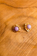 %SALE% Orecchini Vintage Anni '60 Mini Viola Oro Rotondi Disco Rockabella