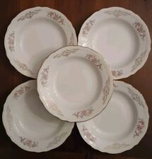 Richard Ginori Piatti Fondi Serie Ariston Fiori Rosa Bordo Oro Vintage