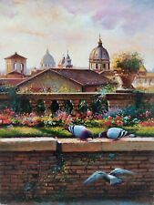 Enrico Sereni Veduta della Città di Roma Piccolo Dipinto Olio Originale Contemporaneo