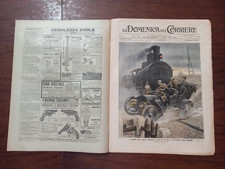 RIVISTA LA DOMENICA DEL CORRIERE N° 37 1907 SCONTRO TRA TRENO E AUTO A MAGENTA