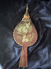 Soffiatore per camino vintage in legno e pelle dipinto a mano 14,5 pollici