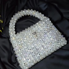 Borsa da sera con perline di cristallo fatta a mano Borsa con pochette trasparen