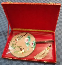 VENTAGLIO RICAMATO IN SETA CINESE VINTAGE