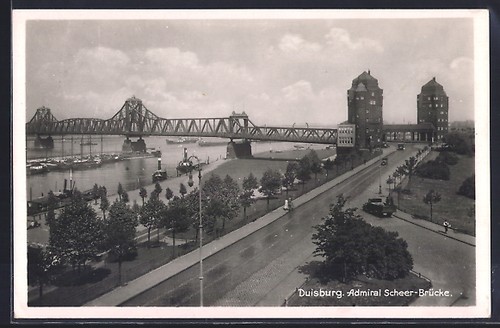 Cartolina duisburg ponte - cartolina, duisburg,