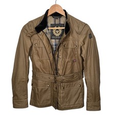 Belstaff Roadmaster giacca da donna cerata UK 6 XS IT 38 marrone cachi marrone marrone chiaro biker con cintura