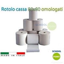 10 ROTOLI TERMICI mm 80x80 Carta Termica Anima 12 Omologati Registratore Cassa