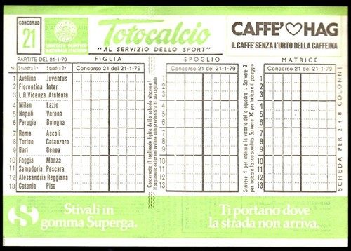 Schedina totocalcio concorso - schedina,