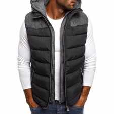 Gilet uomo trapuntato imbottito senza maniche con cappuccio cappotto giacca scaldamuscoli outdoor S-5XL