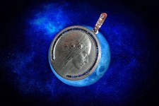 Ciondolo Olandese Art Decò Platino Zaffiri Diamanti Rosa Mistica Madonna Maria 💎