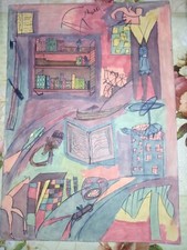 COD. 71 quadro vintage tecnica mista su carta spessa  da attribuire