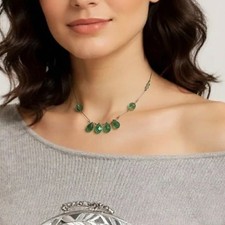 Antica Collana da per donna Collier con perle in cristallo Verde girocollo '30