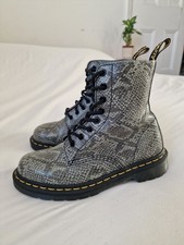 Dr Martens 1460 Snake Skin Boots 5 UK grigio nero pelle scarpe alla caviglia esercito combattimento