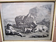 STAMPA Vintage FRANCESCO LONDONIO I quattro amici QUADRO con cornice in legno