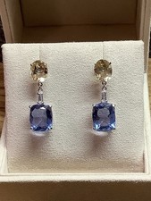 Orecchi Brillanti Eliodoro e Fluoriti - Oro bianco 18k 