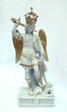 Statua di San Michele Arcangelo in resina-polvere di marmo, 35cm