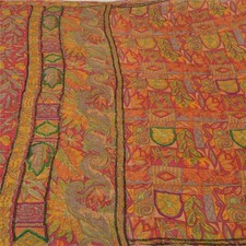 Sari indiani vintage sanscriti tessuto artigianale sari 100% pura seta con...