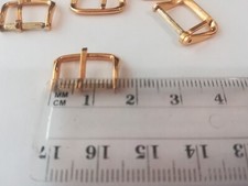 LOTTO 5 FIBBIE PER OROLOGI MISURA INTERNA 14 MM IN ACCIAIO COLOR ORO VINTAGE